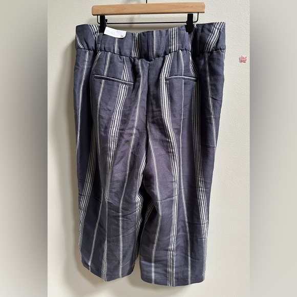 NEW Lane Bryant ‘The Laney’ Slate Blue Stripe Crop High Rise Wide Leg Pants 16 - Picture 7 of 9